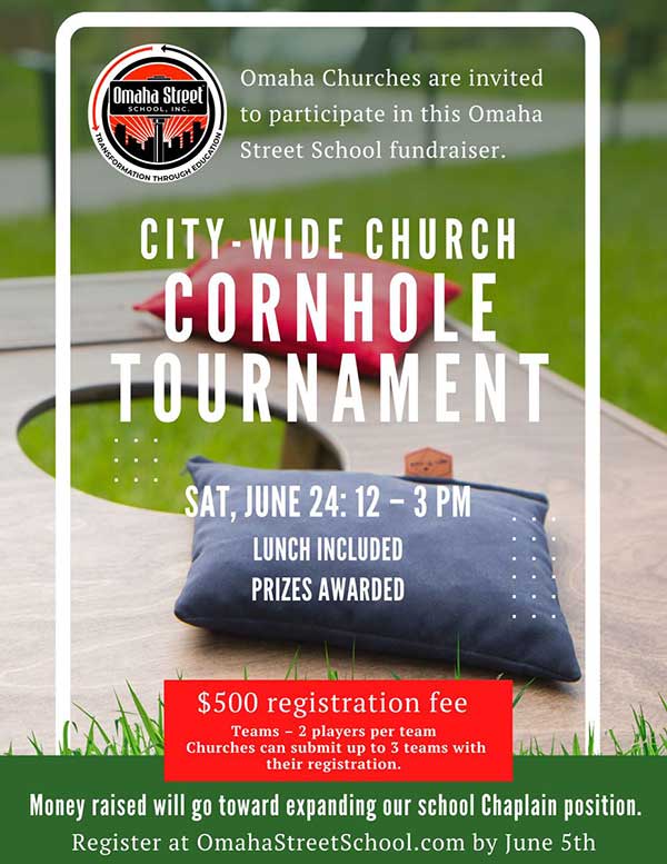 Register for the Omaha Street School Cornhole Tournament!